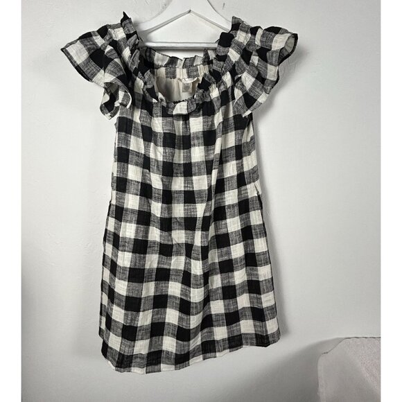 Corey Lynn Calter Dresses & Skirts - Corey Lynn Calter Womens Black White Gingham Off-Shoulder Ruffle Dress Medium